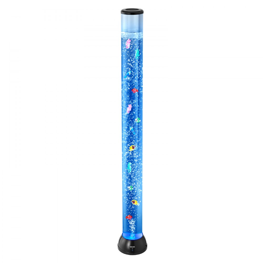 VEVOR Sensory Bubble Tube Lamp, 1.2 m Bubble Fish Tube, Sensory Aquarium Lamp with 10 Floating Fish & 16 Color Effects, Remote Control, Stress Relief Calming Light for Bedroom Living Room Home Decor