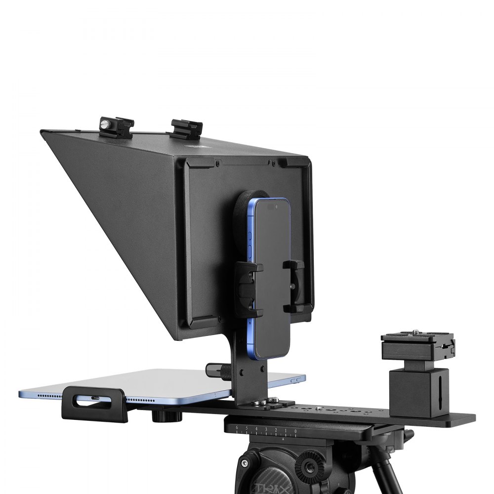 VEVOR Teleprompter, 33,02cm Alu, Bodentyp mit einstellbarem Winkelspektroskop, Fernbedienung, für YouTube, Twitch, Zoom, unterstützt DSLR/Webcam/Smartphone, für Videoaufzeichnung/Live-Streaming