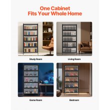 VEVOR Sammlervitrine Vitrinenschrank 5-stöckig, 172 cm hoch, Standvitrine mit natürlicher Holzrahmen (9,07 kg Tragkraft pro Schicht), Standregal Bücherregal für Büro Spielzimmer Wohnzimmer