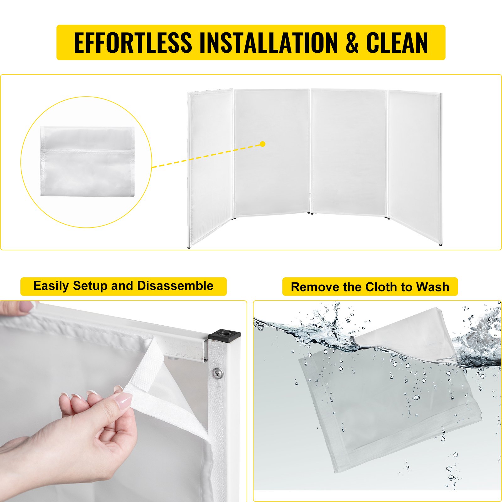 VEVOR DJ Pult Paravent 4-teilig faltbare Stellwand DJ Screen DJ Fassadenständer