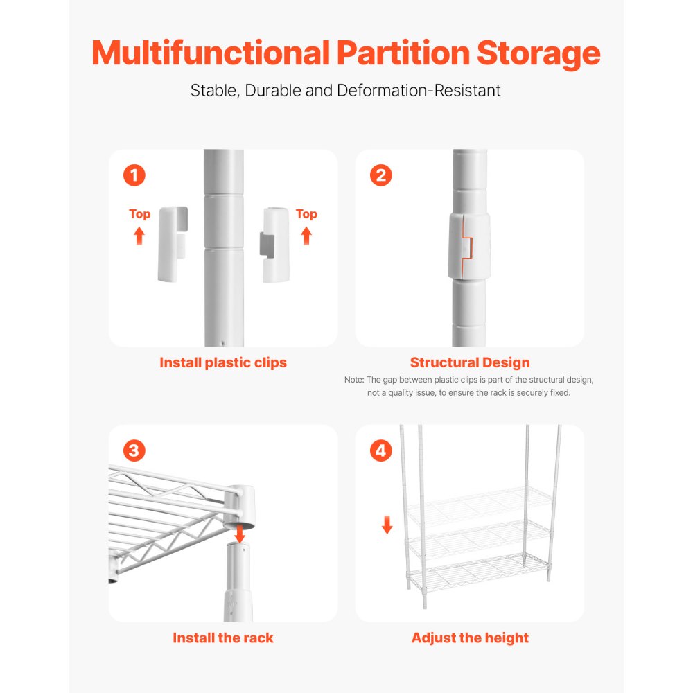 VEVOR Lagerregal über Waschmaschine und Trockner, 3-stufiges Wäscheständer-Gestell mit Kleiderstange und Haken, einreihige, verstellbare Waschmaschinenregale, für Lagerung und Organisation, weiß