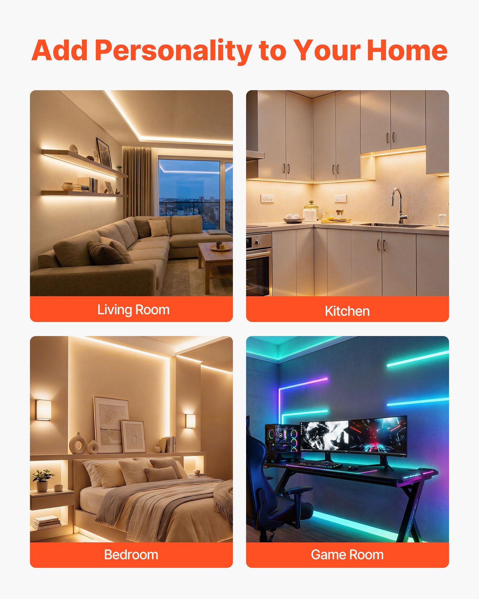 VEVOR LED Profil 10er-Pack 2 m, Eloxierte Aluminiumprofile mit Milchiger Abdeckung, Endkappen & Befestigungsclips, Kanäle, Diffusor für LED-Streifen, Ideal für Unterbau-Arbeitsplatten, U Form