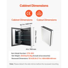 VEVOR Beleuchteter Spiegel Medizinschrank 50x70cm Unterbeleuchtung Einbauwand