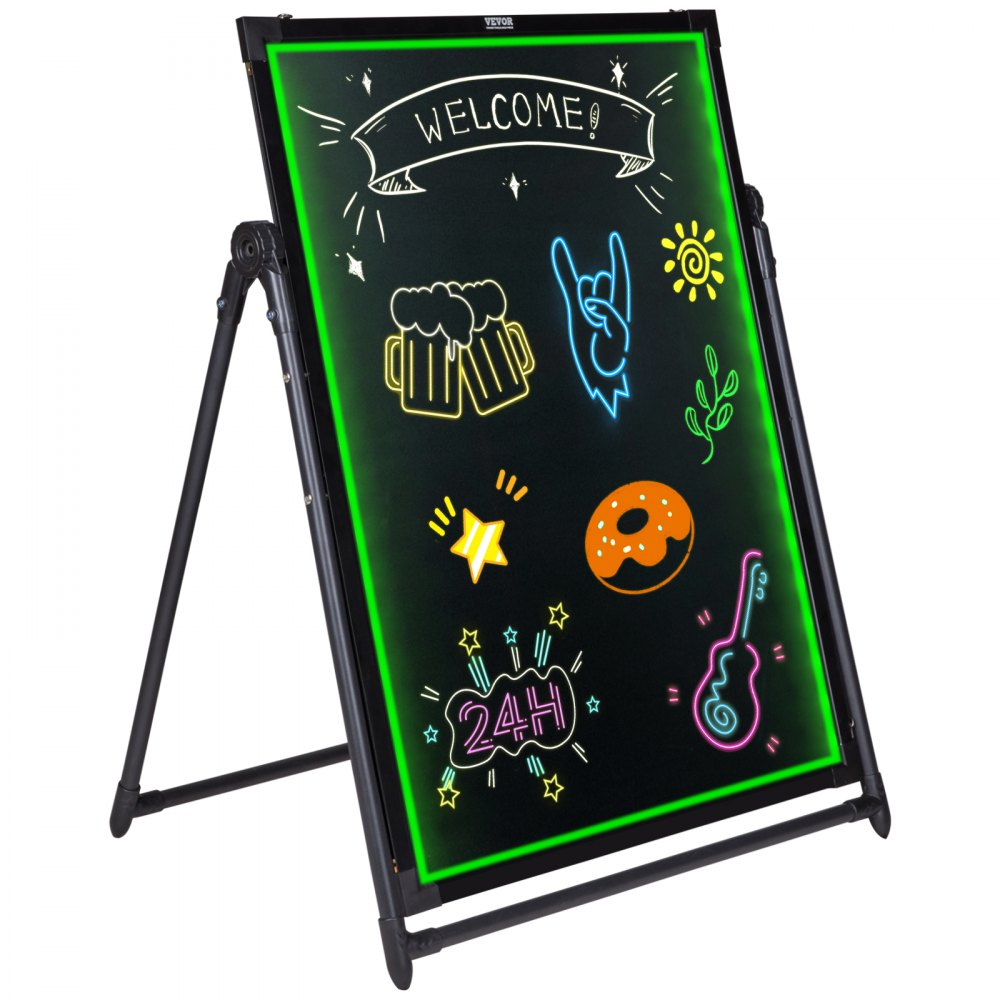 VEVOR LED Message Board, 81.3 x 61 cm, illuminated, erasable chalkboard, menu board with neon effect, drawing board with 8 fluorescent chalk markers and remote control, tested to standards