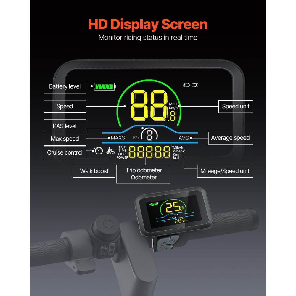 VEVOR 1000 W Elektro-Fahrrad Kit, 48 V 420 U/min φ650mm Vorderrad-E-Bike-Nabenmotorsatz mit verbessertem Geschwindigkeitsregler, Gasgriffsatz, LCD-Display und PAS-System für Rennrad