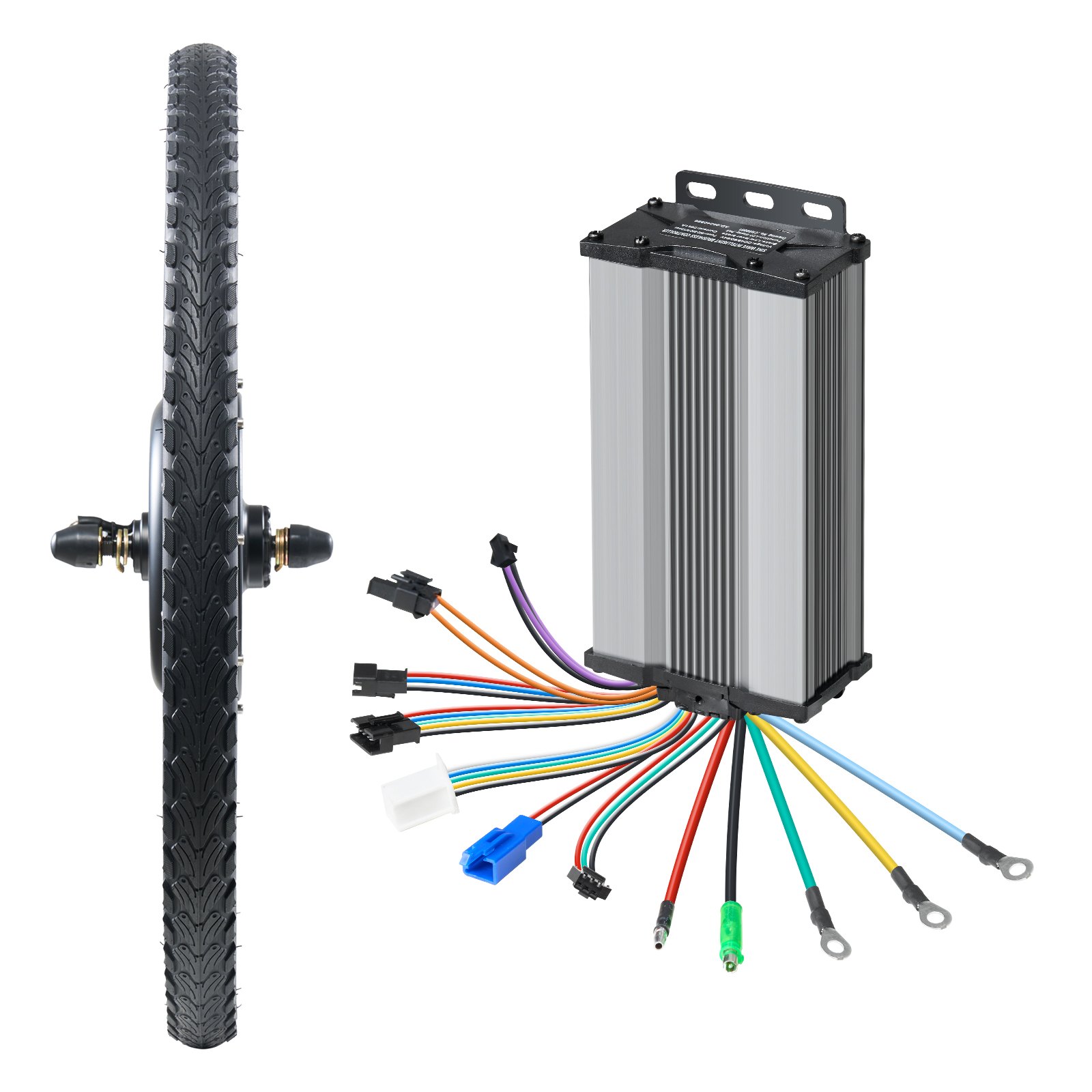 VEVOR 1000 W Elektro-Fahrrad Kit, 48 V 420 U/min φ650mm Vorderrad-E-Bike-Nabenmotorsatz mit verbessertem Geschwindigkeitsregler, Gasgriffsatz, LCD-Display und PAS-System für Rennrad