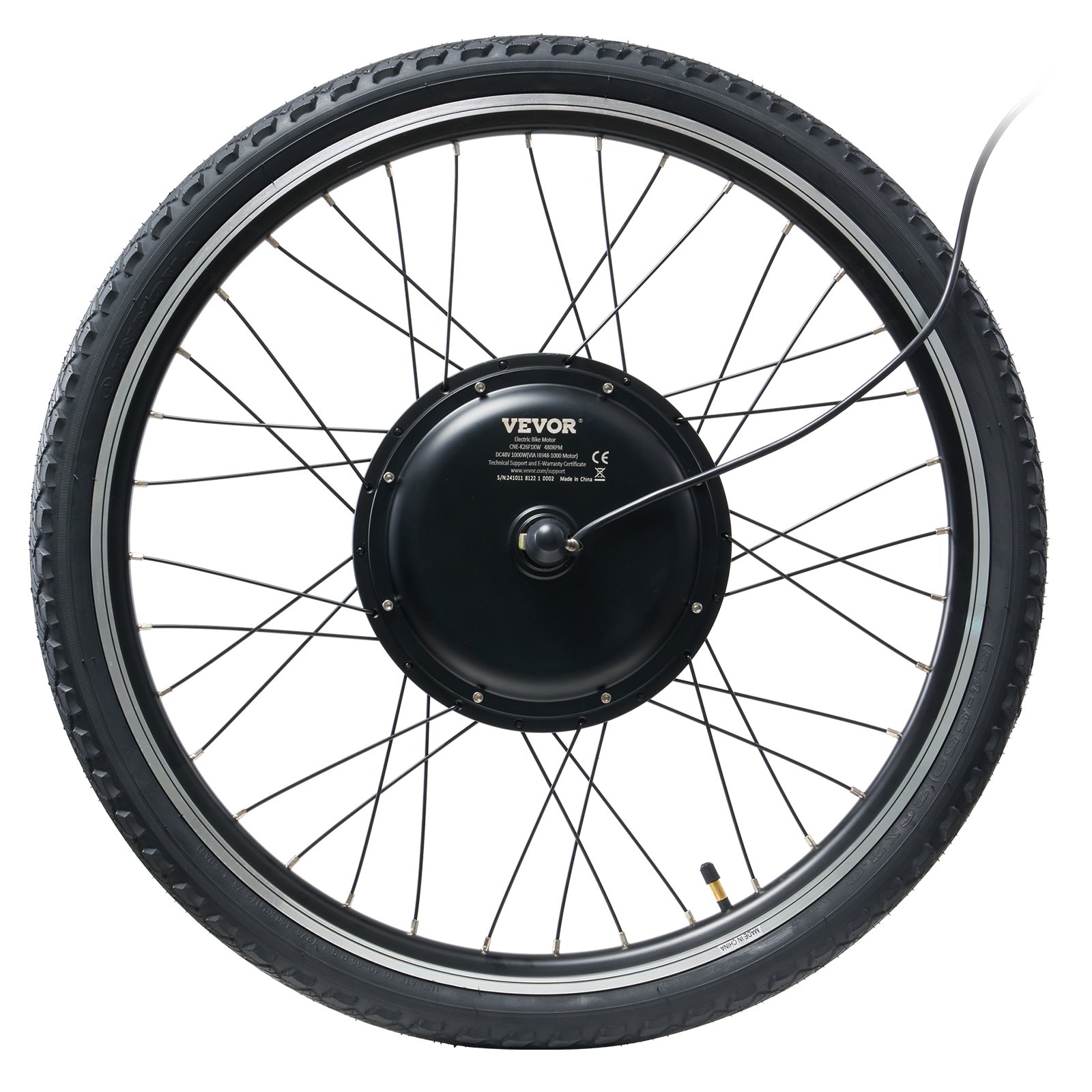 VEVOR 1000 W Elektro-Fahrrad Kit, 48 V 420 U/min φ650mm Vorderrad-E-Bike-Nabenmotorsatz mit verbessertem Geschwindigkeitsregler, Gasgriffsatz, LCD-Display und PAS-System für Rennrad