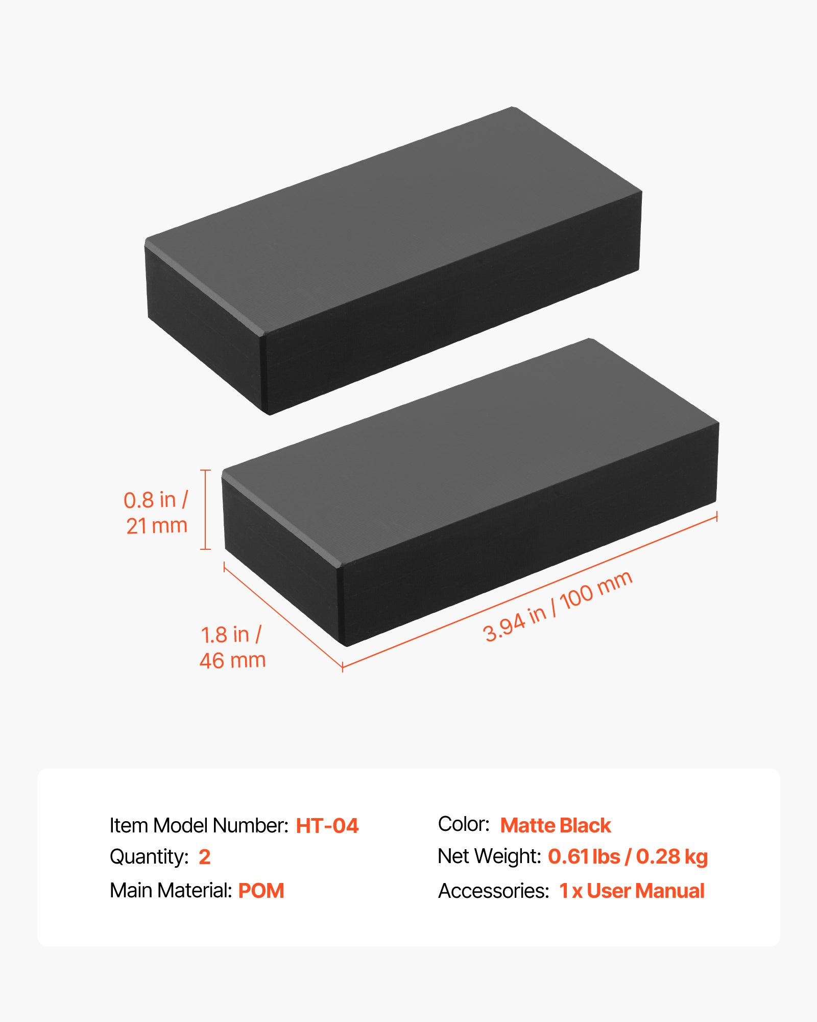 VEVOR 2er-Pack Verlängerungs-Handlaufverbinder, POM-Handlaufverschraubung für rechteckige Handlauf-Top-Kabelgeländer-System-Kits, Deck-Kabelschienensystem im Außenbereich, Mattschwarz, HT-04