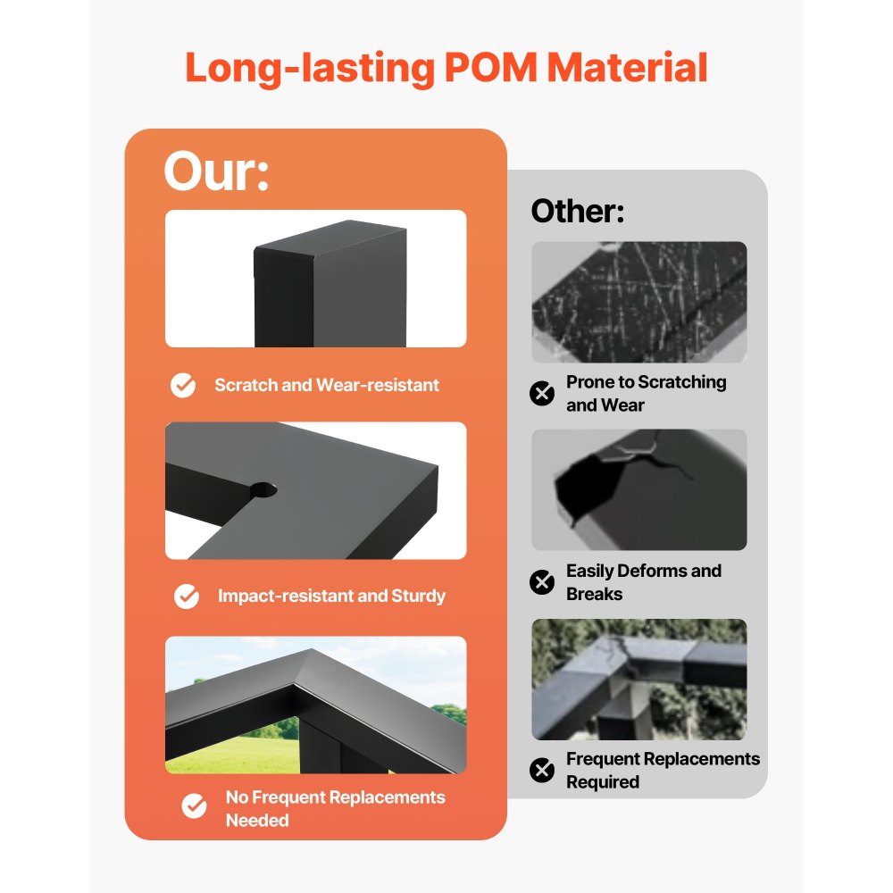 VEVOR 2er-Pack Eckverbinder für Handlauf, Verlängerungs-Treppengeländer-Zubehör, POM-Verbindungsbeschläge für rechteckiges Kabelgeländer, Deck-Kabelschienensystem, Mattschwarz, HT-05