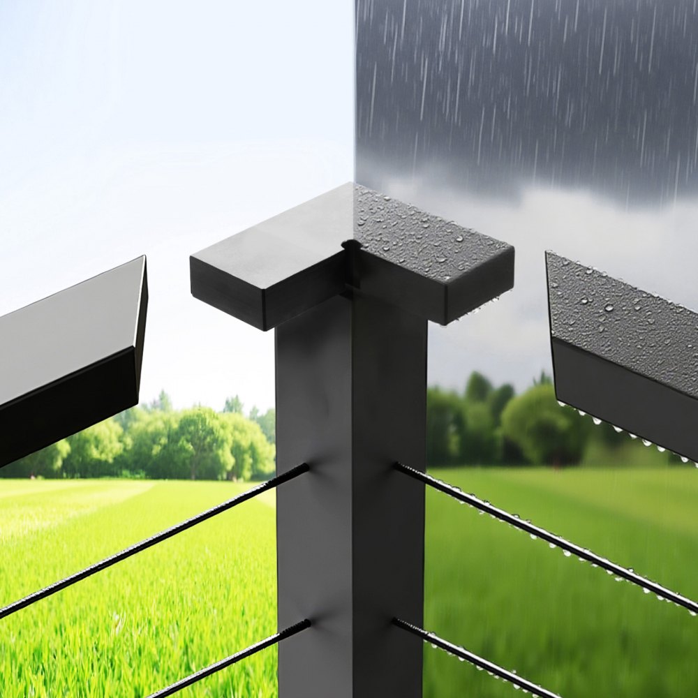 VEVOR 2er-Pack Eckverbinder für Handlauf, Verlängerungs-Treppengeländer-Zubehör, POM-Verbindungsbeschläge für rechteckiges Kabelgeländer, Deck-Kabelschienensystem, Mattschwarz, HT-05