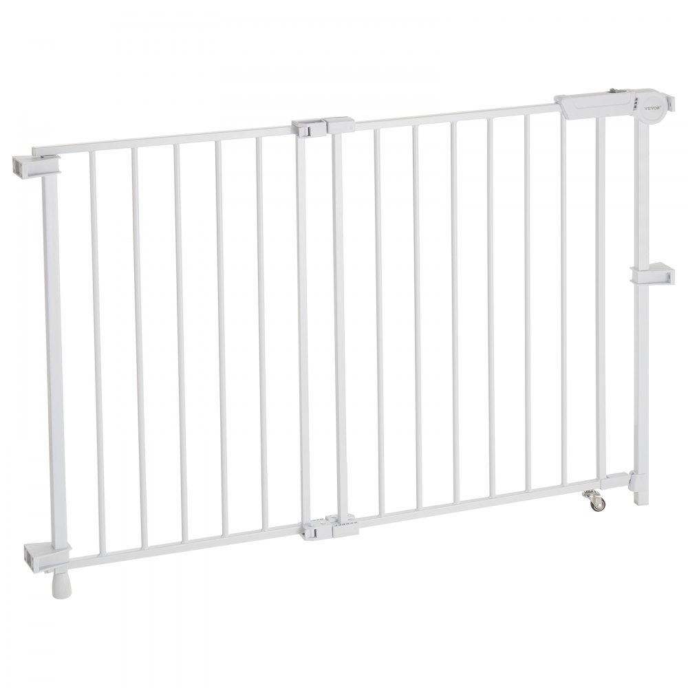VEVOR Babygitter Hundegitter Trenngitter mit verstellbarer Breite (750-1092 mm), Treppenschutzgitter für die Sicherheit von Kindern & Haustieren, Einhandöffnung, für Treppen und Türen, weiß