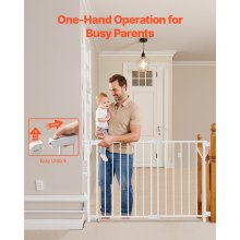 VEVOR Babygitter Hundegitter Trenngitter mit verstellbarer Breite (750-1092 mm), Treppenschutzgitter für die Sicherheit von Kindern & Haustieren, Einhandöffnung, für Treppen und Türen, weiß