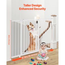 VEVOR Babygitter Hundegitter Trenngitter mit verstellbarer Breite (65-121,9 cm), Treppenschutzgitter für die Sicherheit von Kindern & Haustieren, Einhandöffnung, für Treppen und Türen, Weiß