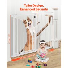 VEVOR Babygitter Hundegitter Trenngitter mit verstellbarer Breite (65-101,6 cm), Treppenschutzgitter für die Sicherheit von Kindern & Haustieren, Einhandöffnung, für Treppen und Türen, Weiß