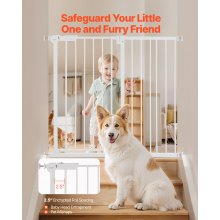 VEVOR Babygitter Hundegitter Trenngitter mit verstellbarer Breite (65-101,6 cm), Treppenschutzgitter für die Sicherheit von Kindern & Haustieren, Einhandöffnung, für Treppen und Türen, Weiß