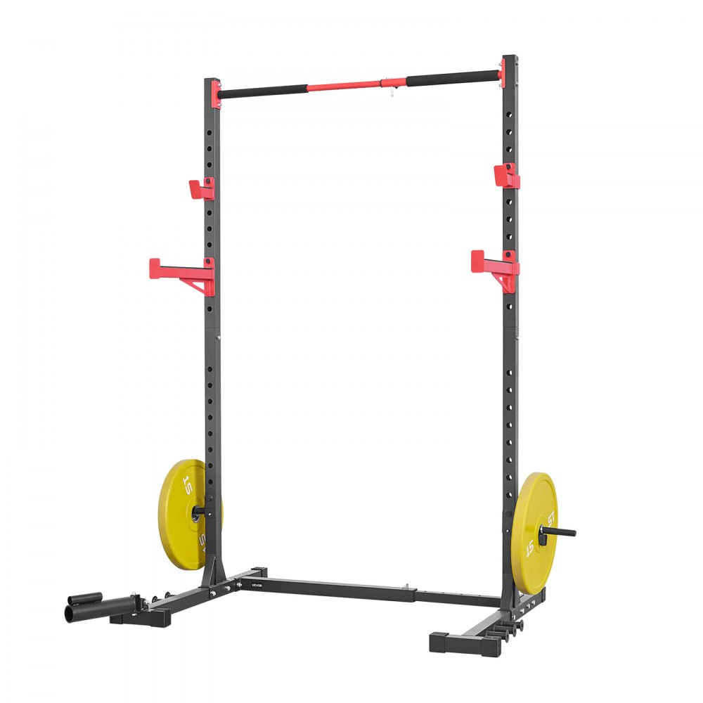 VEVOR Power Rack 445 kg Belastbar, multifunktionales Squat Rack für Heimfitnessstudio, Krafttrainingsgerät mit 6 Bandstiften & Landmine-Aufsatz & Sicherheitsstangen für Bankdrücken Kniebeugen
