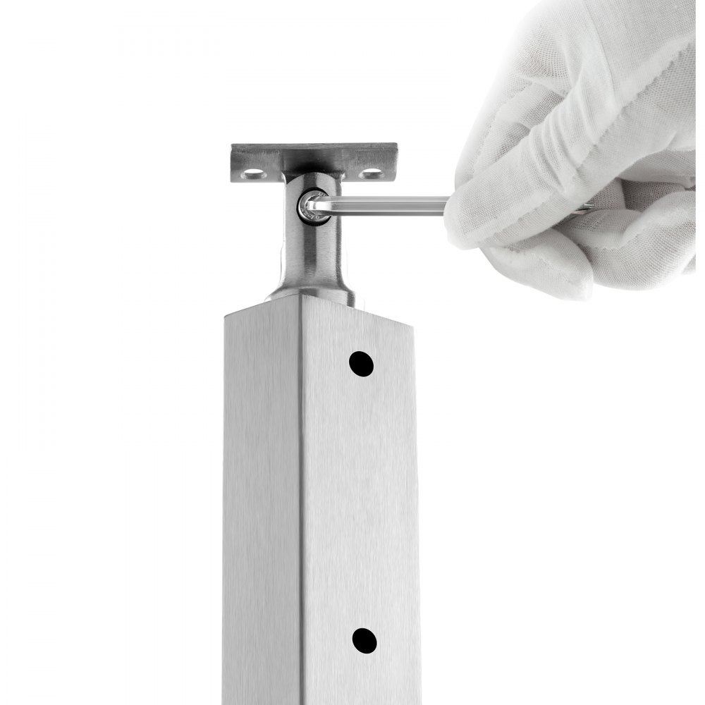 VEVOR Kabelgeländerpfosten, 91,4x2,5x5,1 cm, horizontale Löcher, Deckgeländerpfosten, 11 vorgebohrte Löcher, SUS304 Edelstahl, mit gebogener Halterung, 1Stk., Silber, LGZYY91.42.551C3JV0