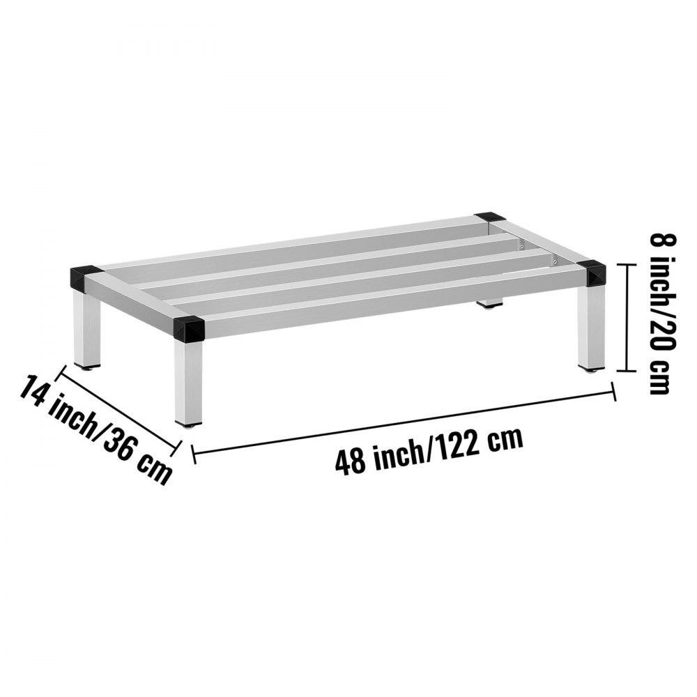 VEVOR 48'' x 14'' x 8'' Aluminium-Stauholzregal, kommerzielles Bodenregal für Lebensmittel, 1000 Pfund