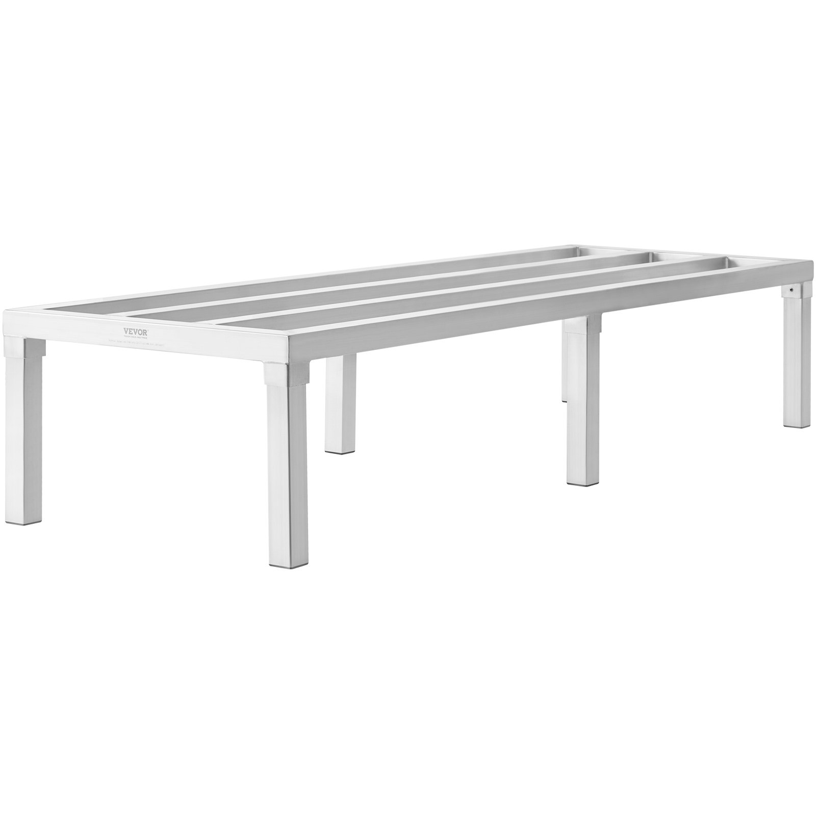 VEVOR Aluminium-Stauregal, 60 x 20 Zoll großes kommerzielles Bodenregal für Lebensmittel, 12 Zoll über dem Boden, 1800 lbs Tragkraft, komplett verschweißtes Aluminium-Lagerregal, zur Lagerung in Restaurants, Küchen, Garagen und Fahrzeugen