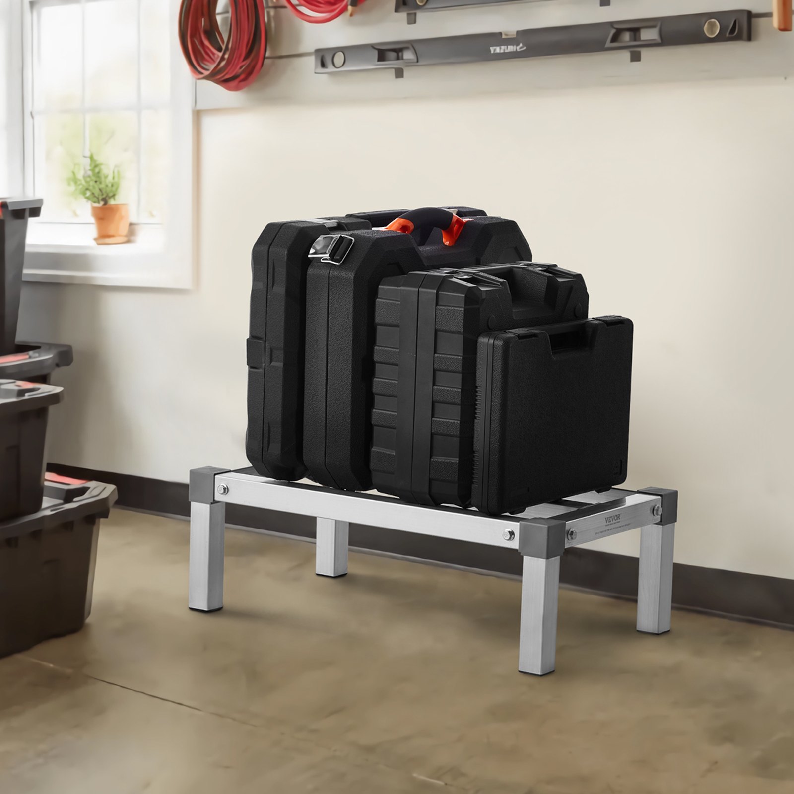 VEVOR Aluminium-Stauregal, 24 x 14 Zoll großes kommerzielles Bodenregal für Lebensmittel, 8 Zoll über dem Boden, 1000 lbs Tragkraft, komplett verschweißtes Aluminium-Lagerregal, zur Lagerung in Restaurants, Küchen, Garagen und Fahrzeugen