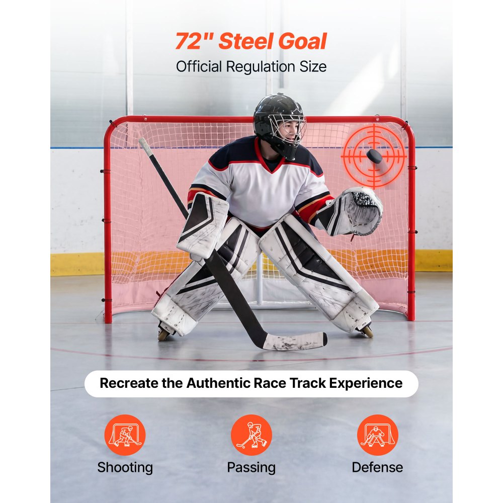 VEVOR Street-Hockey-Tor, robustes Stahlnetz für Street- und Rollerhockey, langlebiges Hockeynetz für drinnen und draußen, leicht und tragbar, einfache Montage für Garten, Park oder Garage, 183 x 122 cm