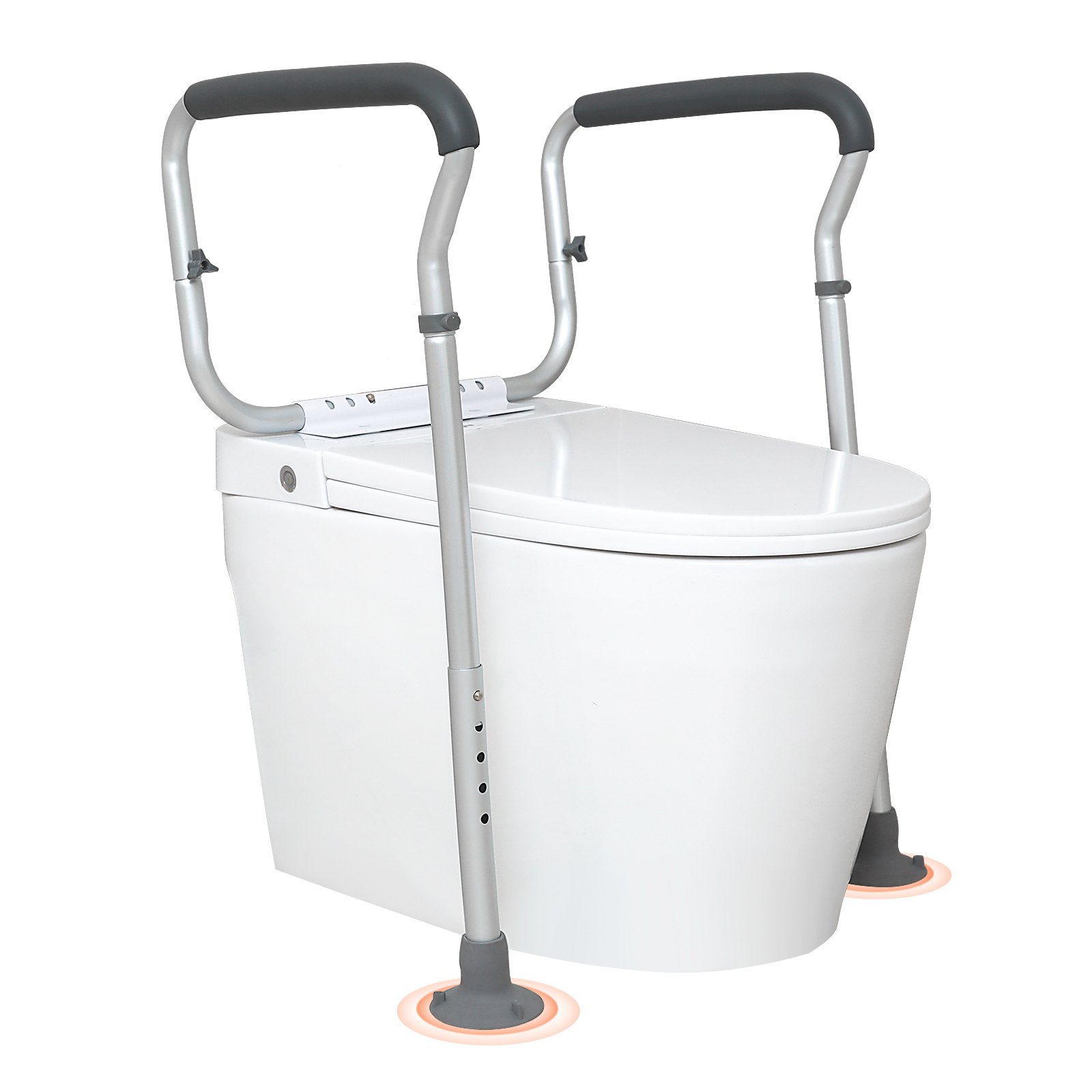 VEVOR Toiletten Aufstehhilfe Toilettensitzerhöhung Armlehne 45–55 cm / 67-77 cm Einstellbar, 136 kg Tragfähigkeit Robust WC Aufstehhilfe Toiletten Haltegriffe Toilettensitzerhöhung WC Haltegriff