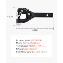 VEVOR Anhängerkupplung 50,8 mm Empfängerhaken 63,5-76,2 mm Lünettenring 7256 kg