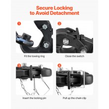 VEVOR Anhängerkupplung, 9070 kg Anhängelast, Bolzenkupplungsempfänger für 50,8 mm Anhängehaken, passend für 63,5-76,2 mm Lünettenring, schwarze Pulverbeschichtung, für verschiedene Anhänger