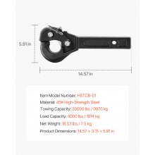 VEVOR Anhängerkupplung 50,8 mm Empfängerhaken 63,5-76,2 mm Lünettenring 9070 kg