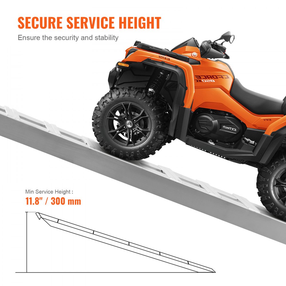 VEVOR Auffahrrampe, Verladerampe, Autorampe 4535,9 kg, breite Verladeschiene, Auto Laderampe 2745 x 380 mm, 2 Stk. Rampen, für Motorrad, Anhänger, ATV, UTV, Gartentraktor, Rasenmäher, Dirtbike usw.