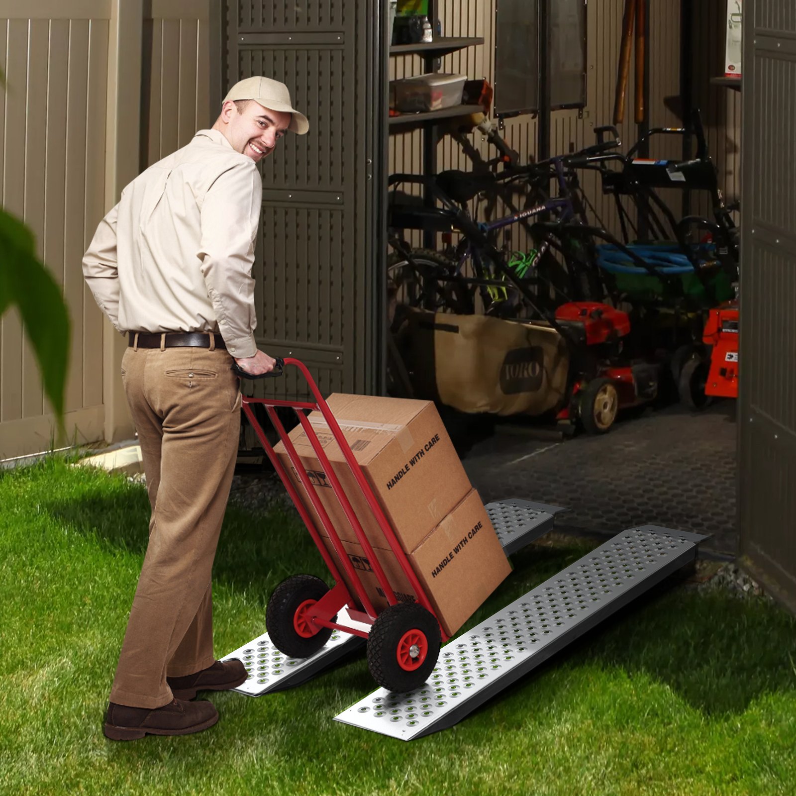 VEVOR Auffahrrampe, Verladerampe, Autorampe 680 kg, extra breite Verladeschiene, Auto Laderampe 2160 x 1375 mm, 2 Stk. Rampen, für Motorrad, Anhänger, ATV, UTV, Gartentraktor, Rasenmäher