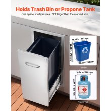 VEVOR Müllschublade für Außenküche Grillkücheninseln, 344x498x655 mm (BxTxH), Innenaufbewahrung, Mehrzweck-Küchenschubladen aus Edelstahl für Propangasflaschen, max. 25 kg (Keine Mülleimer)
