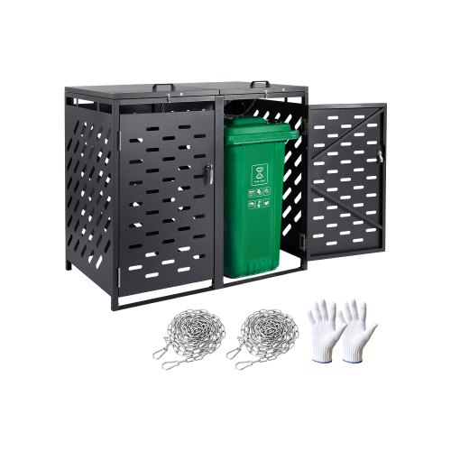 VEVOR Mülltonnenbox, 2x 240 L Mülltonnenhaus, Müllcontainer, Mülltonnenverkleidung, abschließbarer Mülltonnen-Aufbewahrungsschuppen, für Mülltonne, Garten, Hinterhof und Terrasse