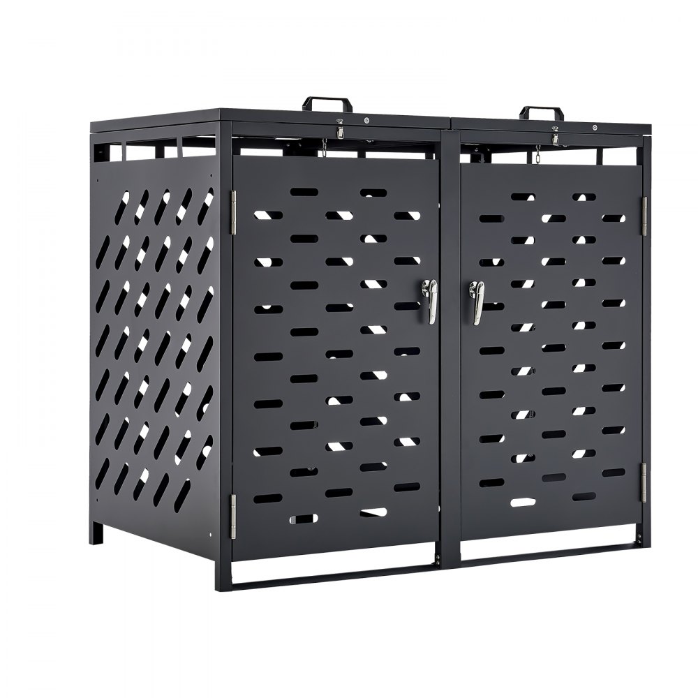 VEVOR Mülltonnenbox, 2x 240 L Mülltonnenhaus, Müllcontainer, Mülltonnenverkleidung, abschließbarer Mülltonnen-Aufbewahrungsschuppen, für Mülltonne, Garten, Hinterhof und Terrasse