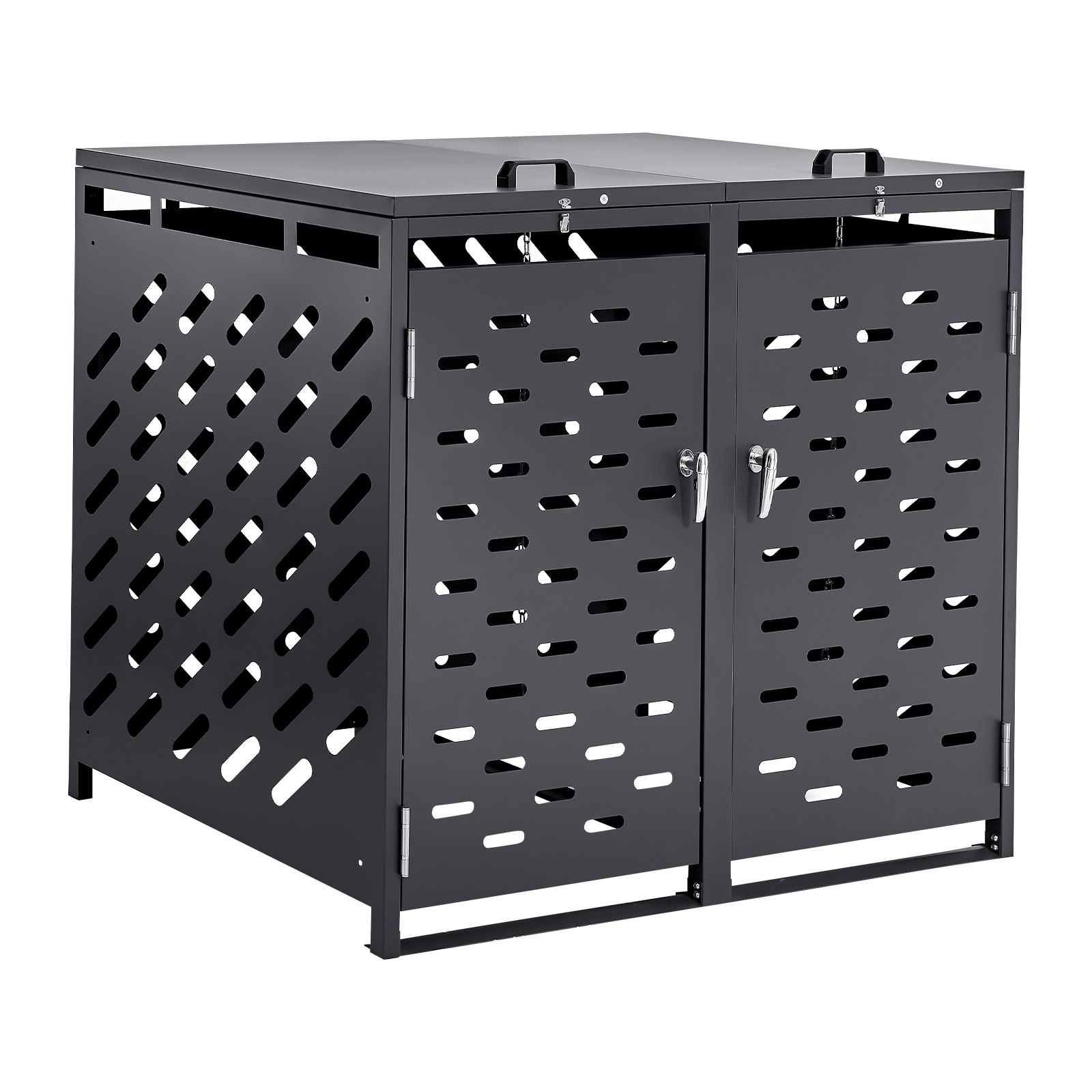 VEVOR Mülltonnenbox, 2x 240 L Mülltonnenhaus, Müllcontainer, Mülltonnenverkleidung, abschließbarer Mülltonnen-Aufbewahrungsschuppen, für Mülltonne, Garten, Hinterhof und Terrasse