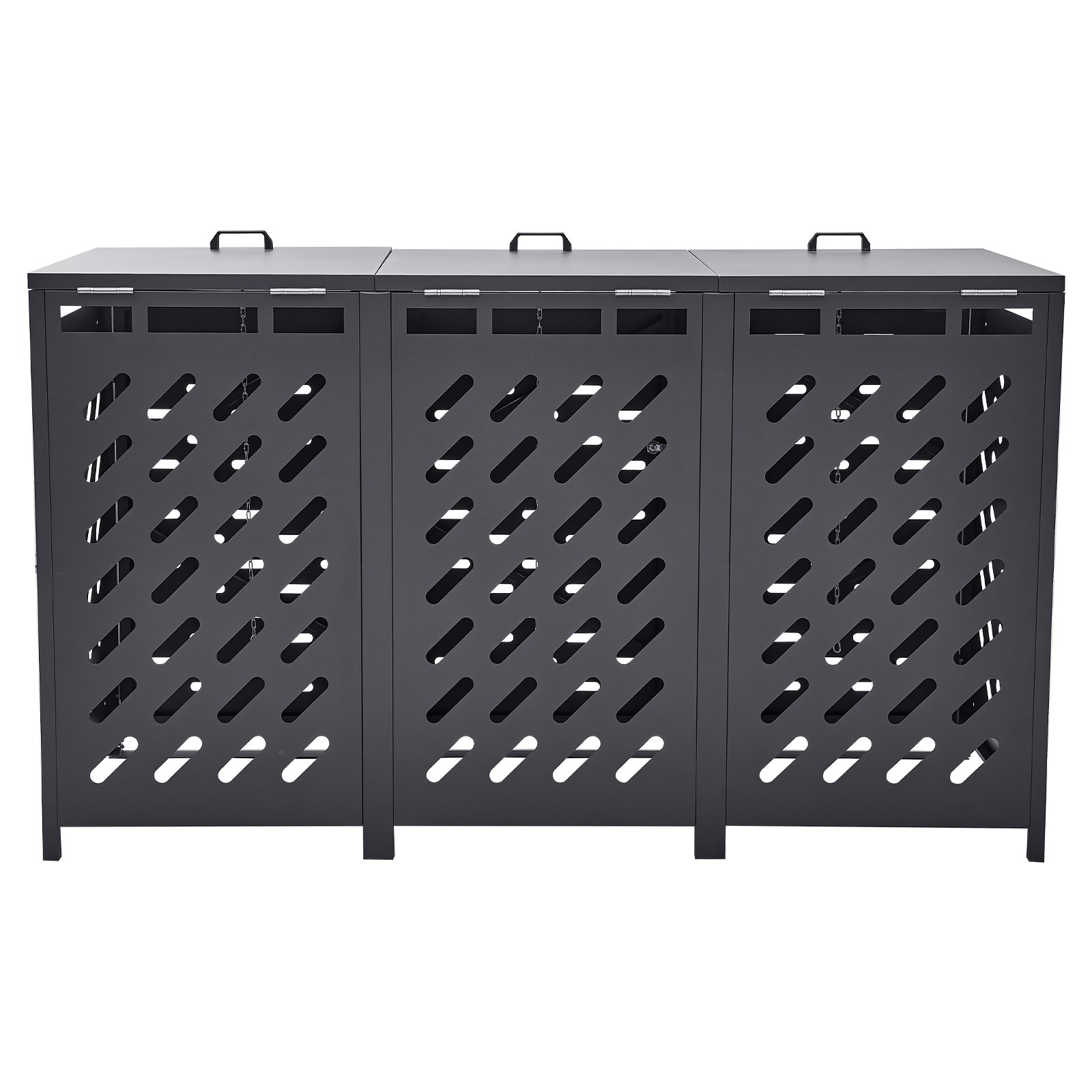 VEVOR Mülltonnenbox, 3 x 240L Mülltonnenhaus, Mülltonnenverkleidung, Mülltonnenverkleidung, abschließbarer Mülltonnen-Aufbewahrungsschuppen, für Mülltonne, Garten, Hinterhof und Terrasse