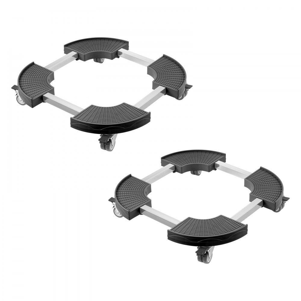 VEVOR Transportroller mit 4 feststellbaren Rädern, Tragkraft 181 kg, 2 Stk. Rollwagen für Mülltonnen 380–580 mm verstellbar, Transportwagen, multifunktionale Transporthilfe, schwarz