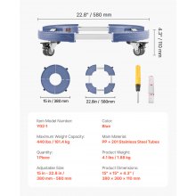 VEVOR Abfalleimer Dolly Mülltonnenwagen Rund 380-580mm verstellbar 181,4kg