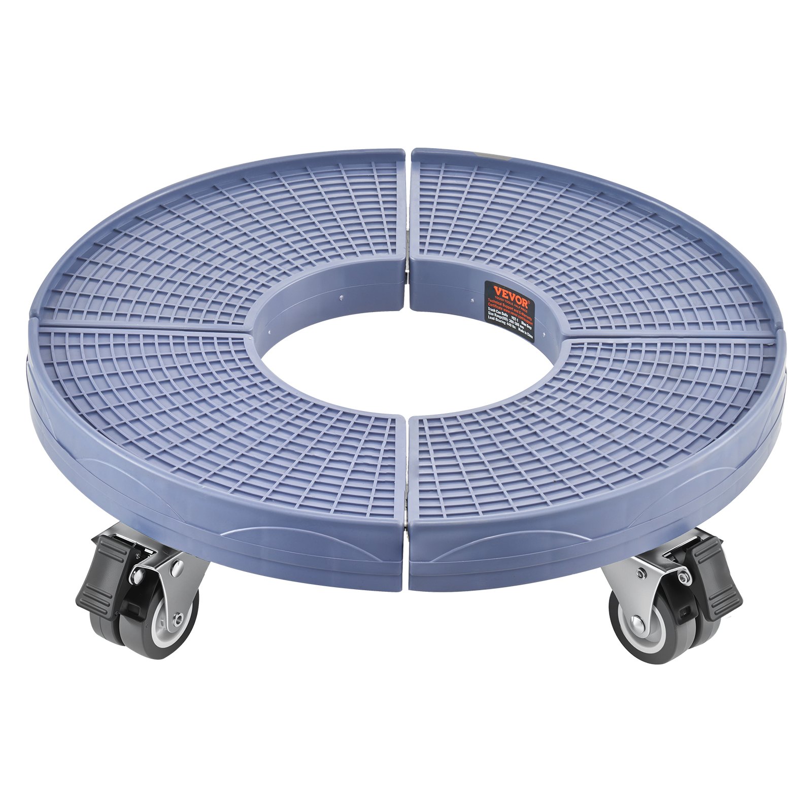 VEVOR Mülltonnenwagen mit 4 feststellbaren Rädern, Tragkraft 181,4 kg, Abfalleimer Dolly, 380-580 mm verstellbar, robuster Fasswagen, Pflanzenwagen, multifunktionaler Rollwagen, blau