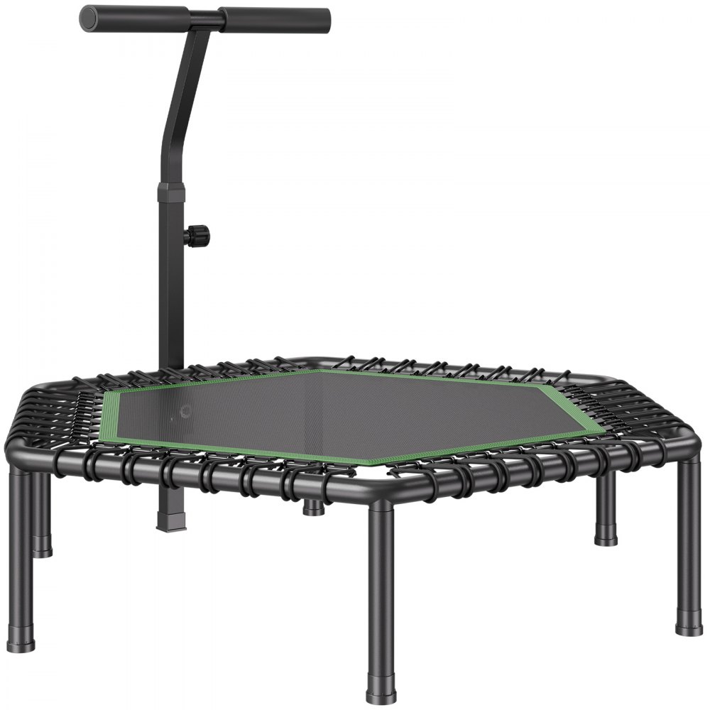 VEVOR Fitnesstrampolin Indoor für Erwachsene, Minitrampolin mit 205 kg Traglast, 1385 mm Rebounder-Trampolin mit 3-stufig Höhenverstellbarem Haltegriff und Schaumstoffgriff, Heimtrainer Sportgerät