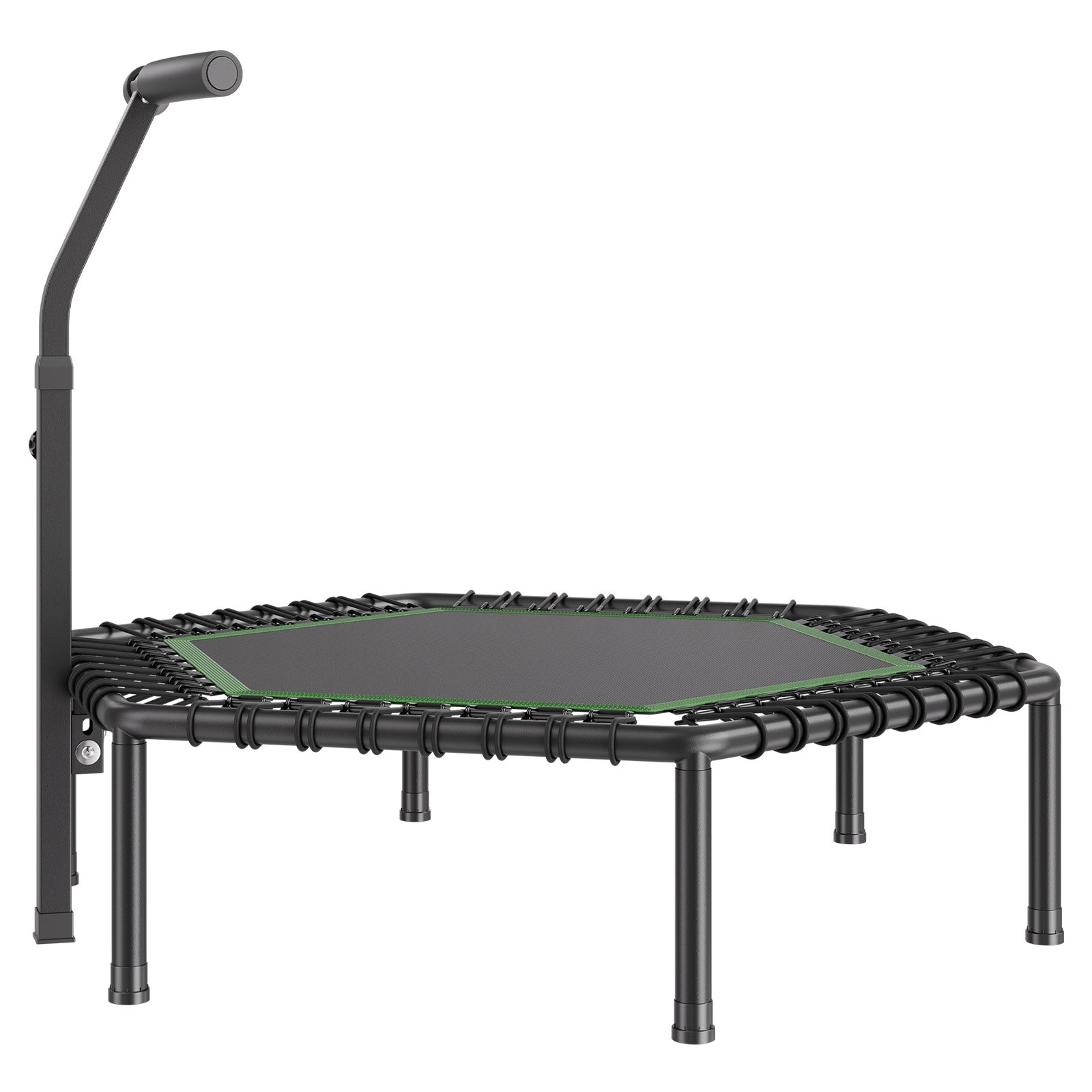 VEVOR Fitnesstrampolin Indoor für Erwachsene, Minitrampolin mit 205 kg Traglast, 1385 mm Rebounder-Trampolin mit 3-stufig Höhenverstellbarem Haltegriff und Schaumstoffgriff, Heimtrainer Sportgerät