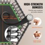 VEVOR Faltbares Mini-Trampolin Fitness-Rebounder 1384 mm 205 kg belastbares Tainingstrampolin, Rebounder Trampolin Gartentrampolin mit 3-stufig höhenverstellbarem Schaumstoffgriff  & 44 Spanngurten