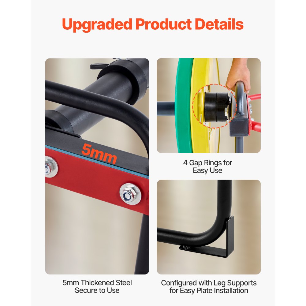 VEVOR Trap Bar Hexagon Hantelstange Langhantel 50 mm 240 kg Tragkraft, Gewichtheben und Krafttrainingsgerät, Heimfitnessstudio für Kniebeugen Kreuzheben Schulterdrücken, Rot