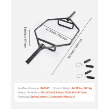 VEVOR Trap Bar Hexagon Hantelstange Langhantel mit rutschfestem Griff 50 mm 360 kg Tragkraft, Gewichtheben und Krafttrainingsgerät, Heimfitnessstudio für Kniebeugen Kreuzheben Schulterdrücken