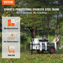 VEVOR Beach Fishing Cart Fishing Trolley 200 lbs with Balloon Tires for Sand