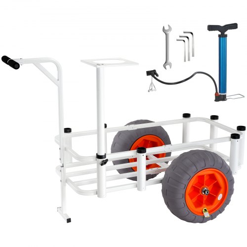 VEVOR Beach Fishing Cart Fishing Trolley 350 lbs with Balloon Tires for Sand