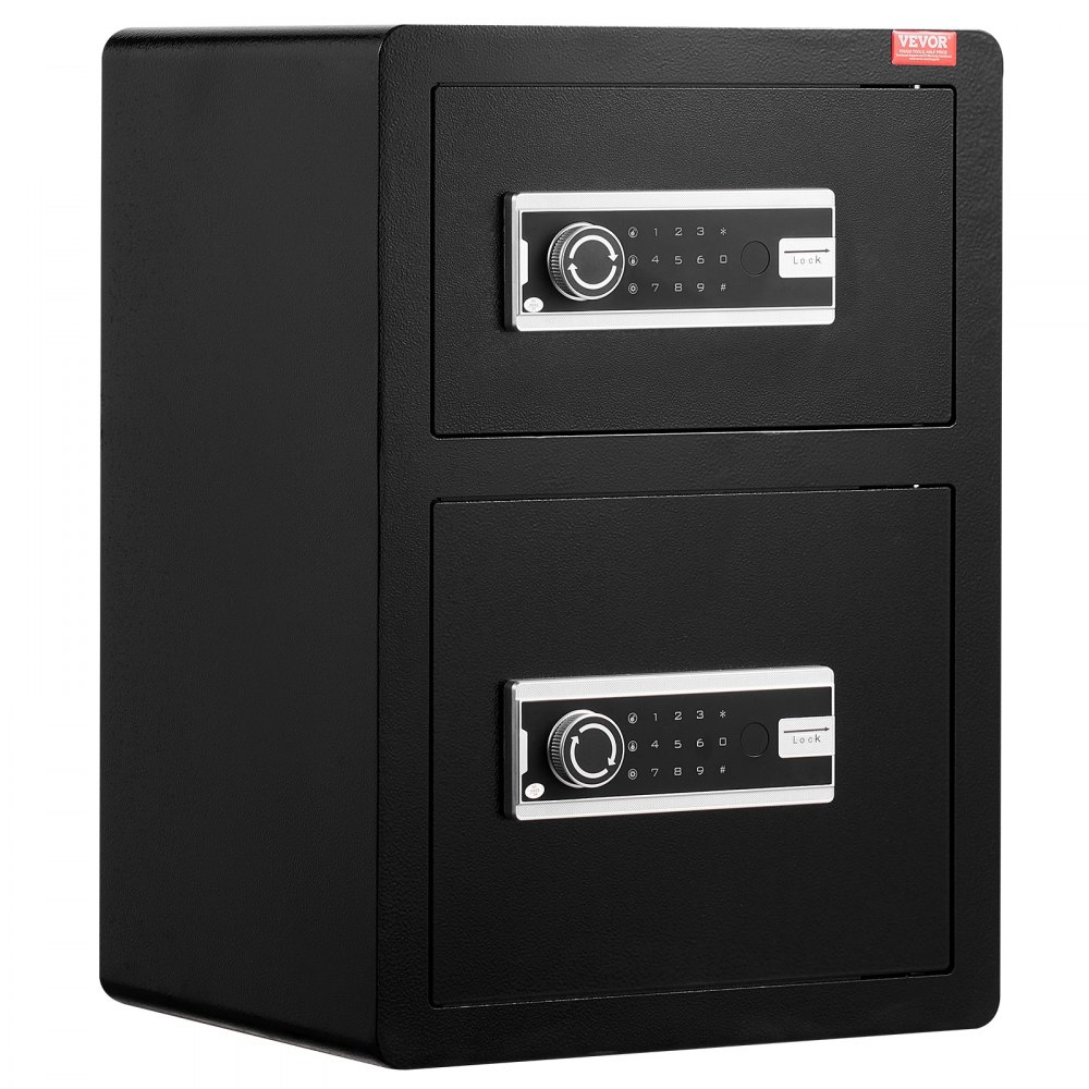 VEVOR Safe Tresor mit feuerfester Geldtasche, Doppeltüren-Safe 3,5 Kubikfuß, 2 höhenverstellbare Trennwände, digitaler Möbeltresor mit Schlüssel, Code, Safe für Geld Schmuck Wertsachen, Schwarz