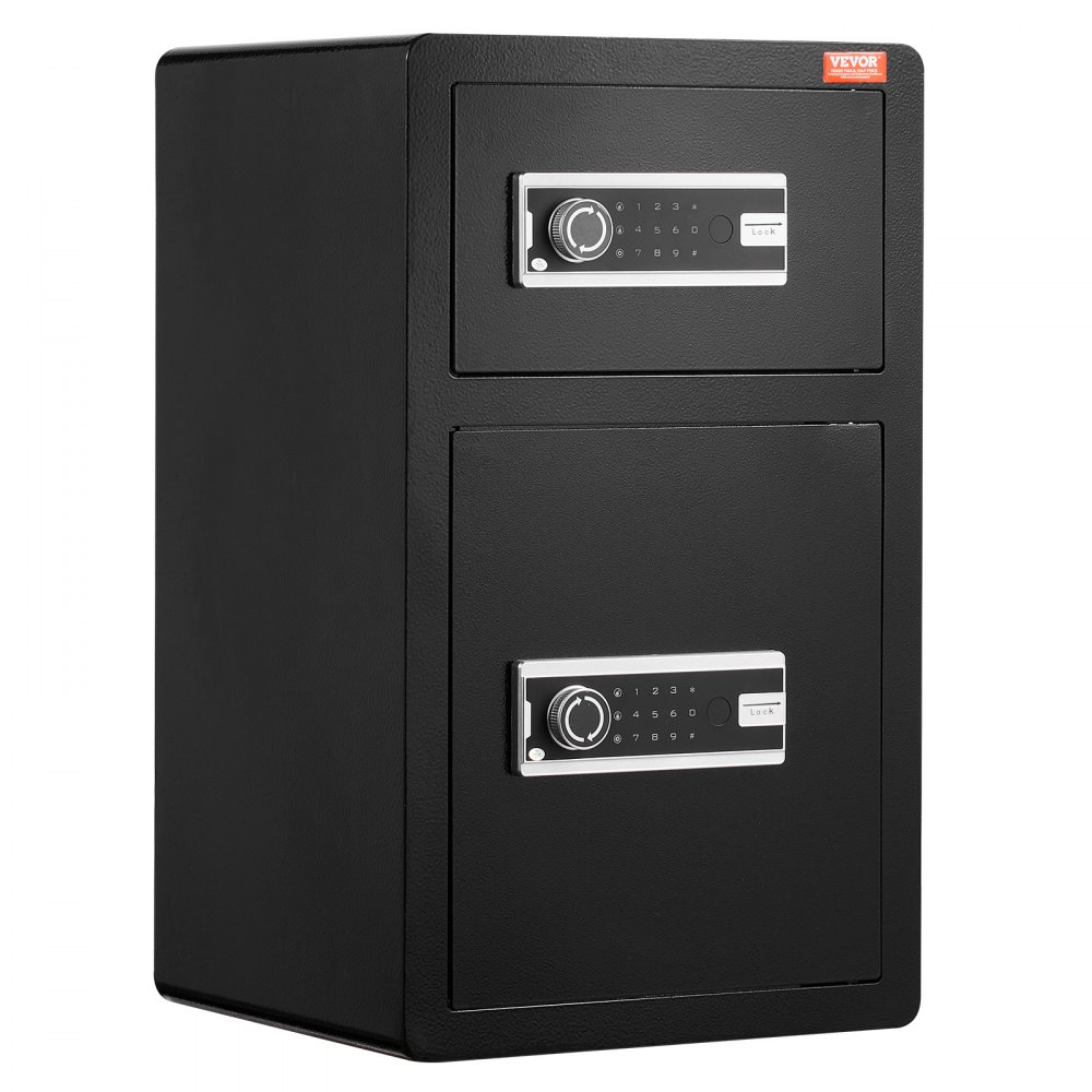VEVOR Safe Tresor mit feuerfester Geldtasche, Doppeltüren-Safe 4,5 Kubikfuß, 2 höhenverstellbare Trennwände, digitaler Möbeltresor mit Schlüssel, Code, Safe für Geld Schmuck Wertsachen, Schwarz