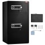 VEVOR Safe with fireproof wallet, double-door safe 7.2 cubic feet, 2 height-adjustable dividers, digital furniture safe with key and code, safe for money, jewelry, and valuables, black