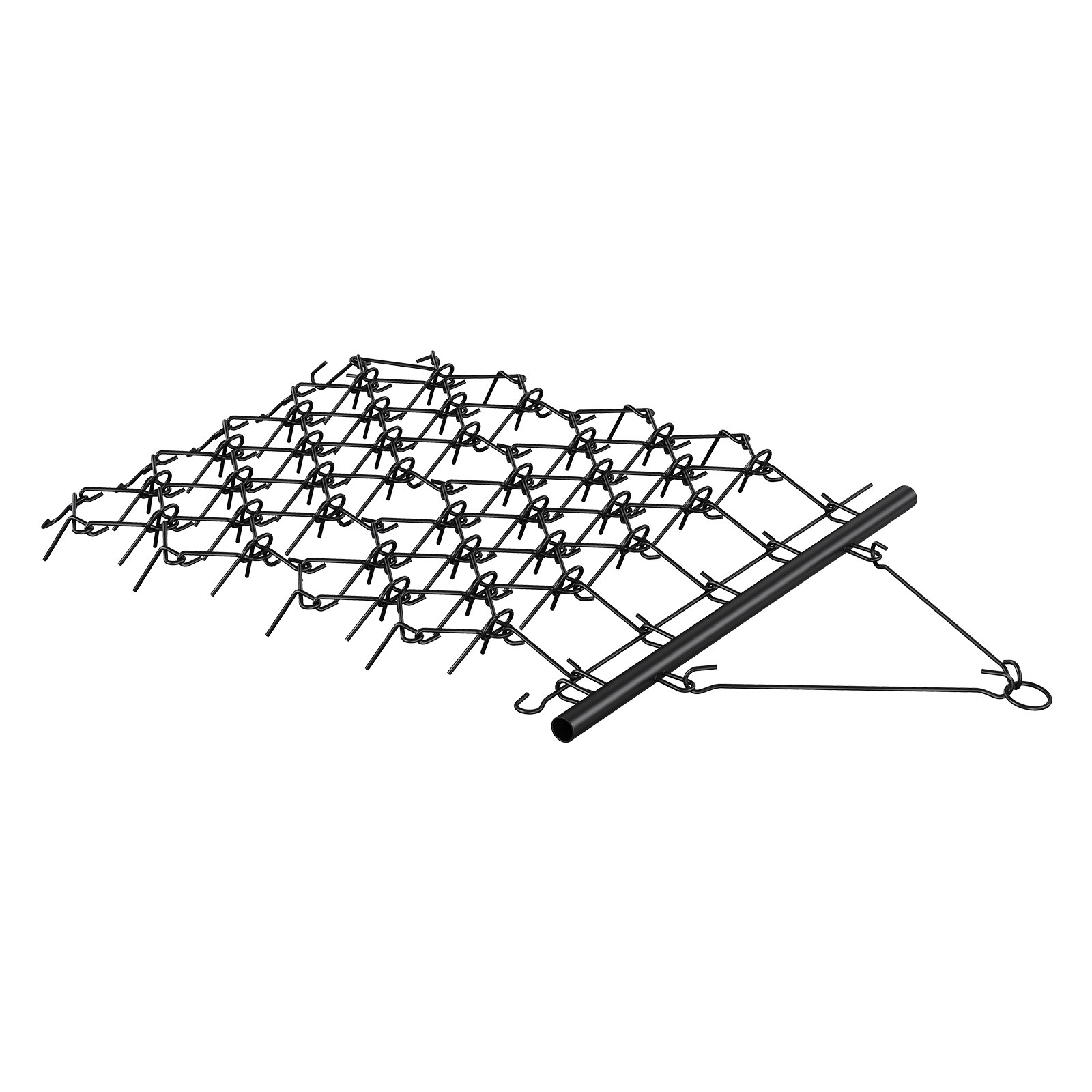 schwarze VEVOR Schleppegge mit Metallrahmen und Stachelkettengeflecht.